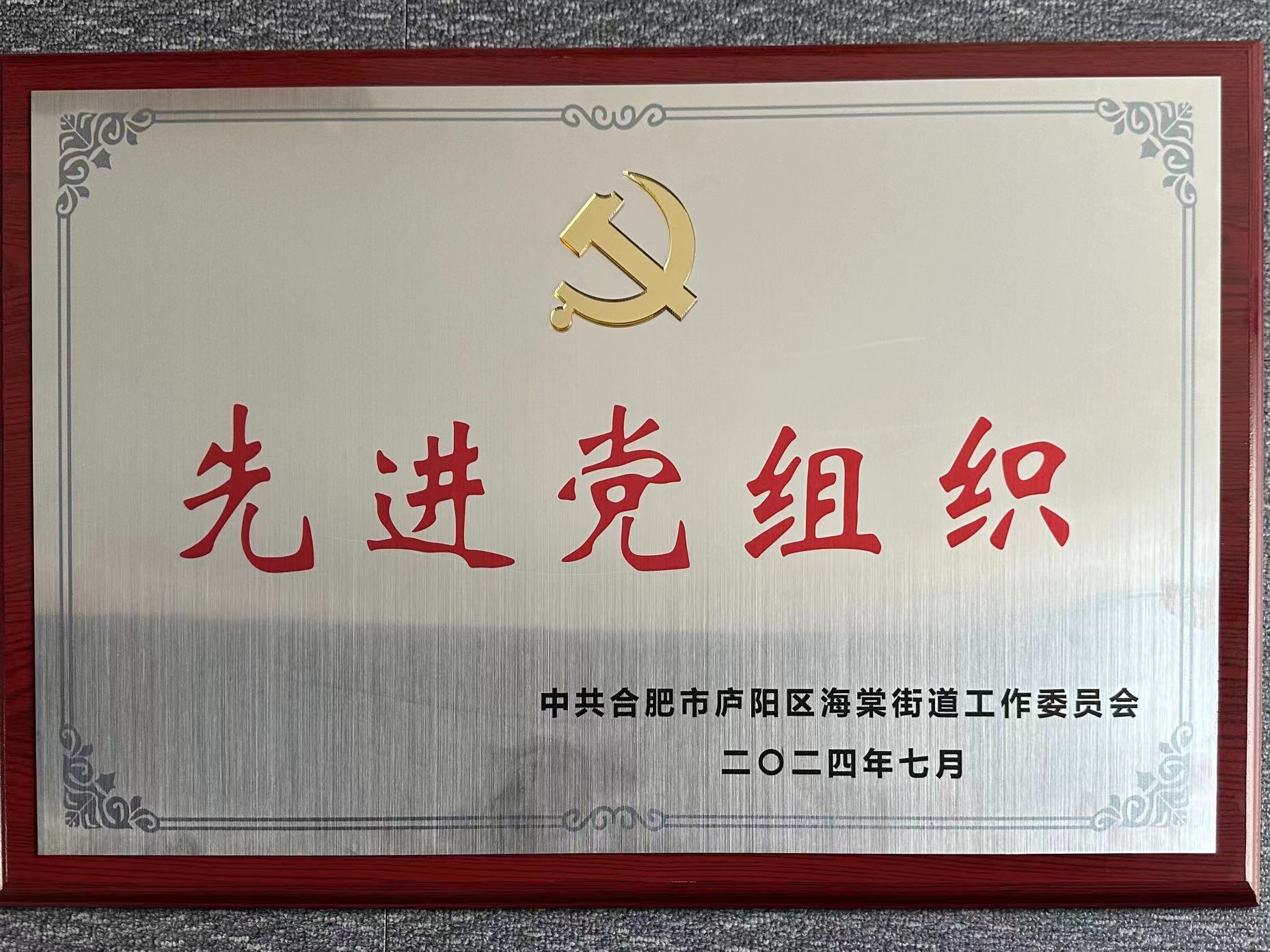 廬陽建華文創(chuàng)園黨支部榮獲“先進黨組織”榮譽稱號